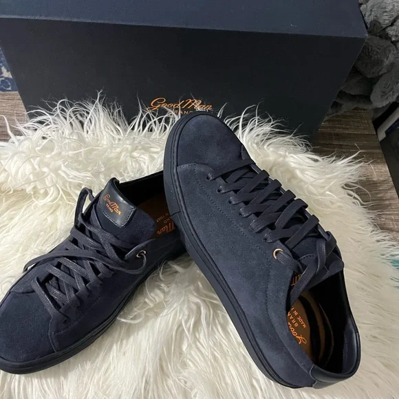Good Man Brand® Men's Edge Sneaker Italian Suede in Blue 7.5